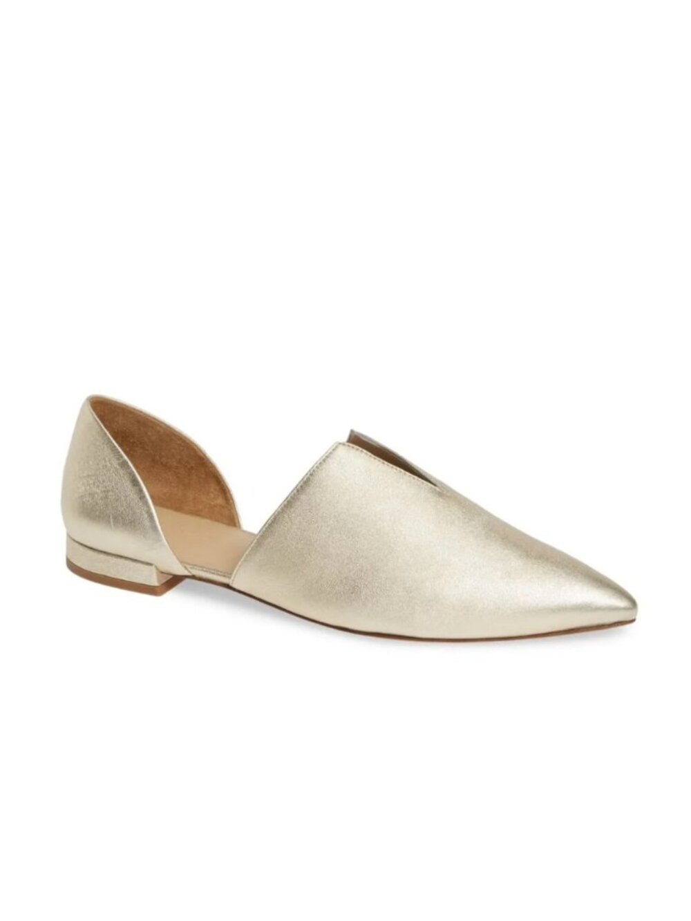 VINCE “Darlington” D’Orsay Flats in Gold Metallic Leather – Size 8.5